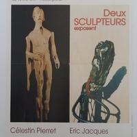 Affiche pour l'exposition Deux Sculpteurs exposent à la Maion de la Culture Famenne-Ardenne , (Marche-en-Famenne) , du 8 au 29 mars 1998 .